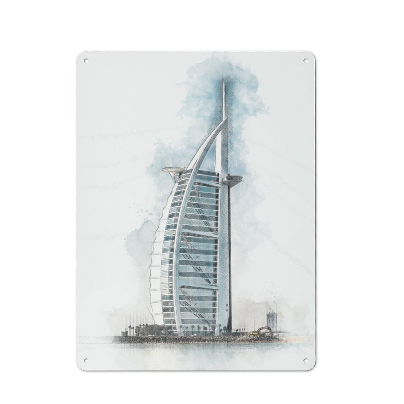 Junmoney Burj Al Arab Metal Wall Sign 40X30cm Featuring For Workshop Wall, For Makers And Diy Enthusiasts