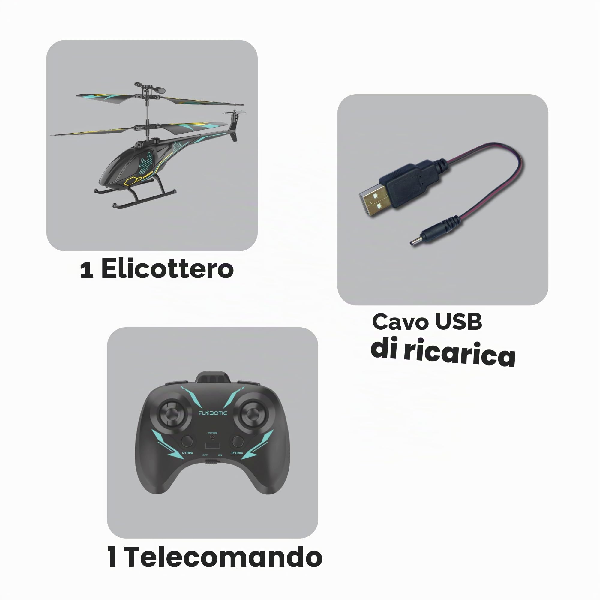 Bizak FLYBOTIC Air Mamba, elicottero radiocomandato con 2 canali con luci a LED, giocattolo di facile controllo a infrarossi per principianti, regalo di partenza di 8 anni di età, (62004753)