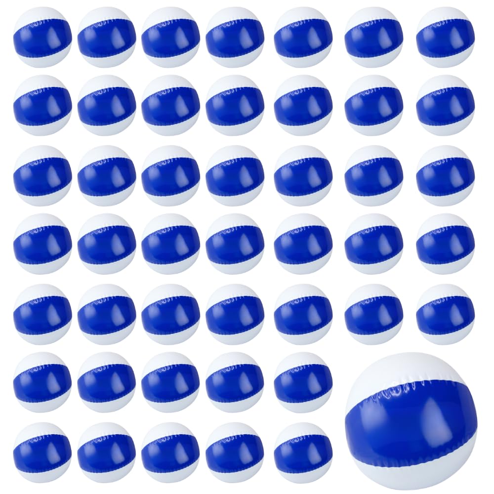 eBuyGB Inflatable Beach Ball 22cm / 9”, Colourful Pool & Beach Toy, Lightweight PVC Summer Ball for Kids & Adults, Party Supplies, Birthday Favours & Water Games, Single & Bulk Packs (Blue)