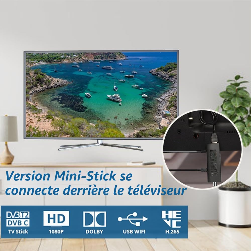 Romicta Décodeur TNT Full HD - DVB-T2 Réception de qualité, chaînes gratuites H.265,Full HD 1080p Terrestre USB, HDMI, péritel, télécommande Universelle 2 en 1