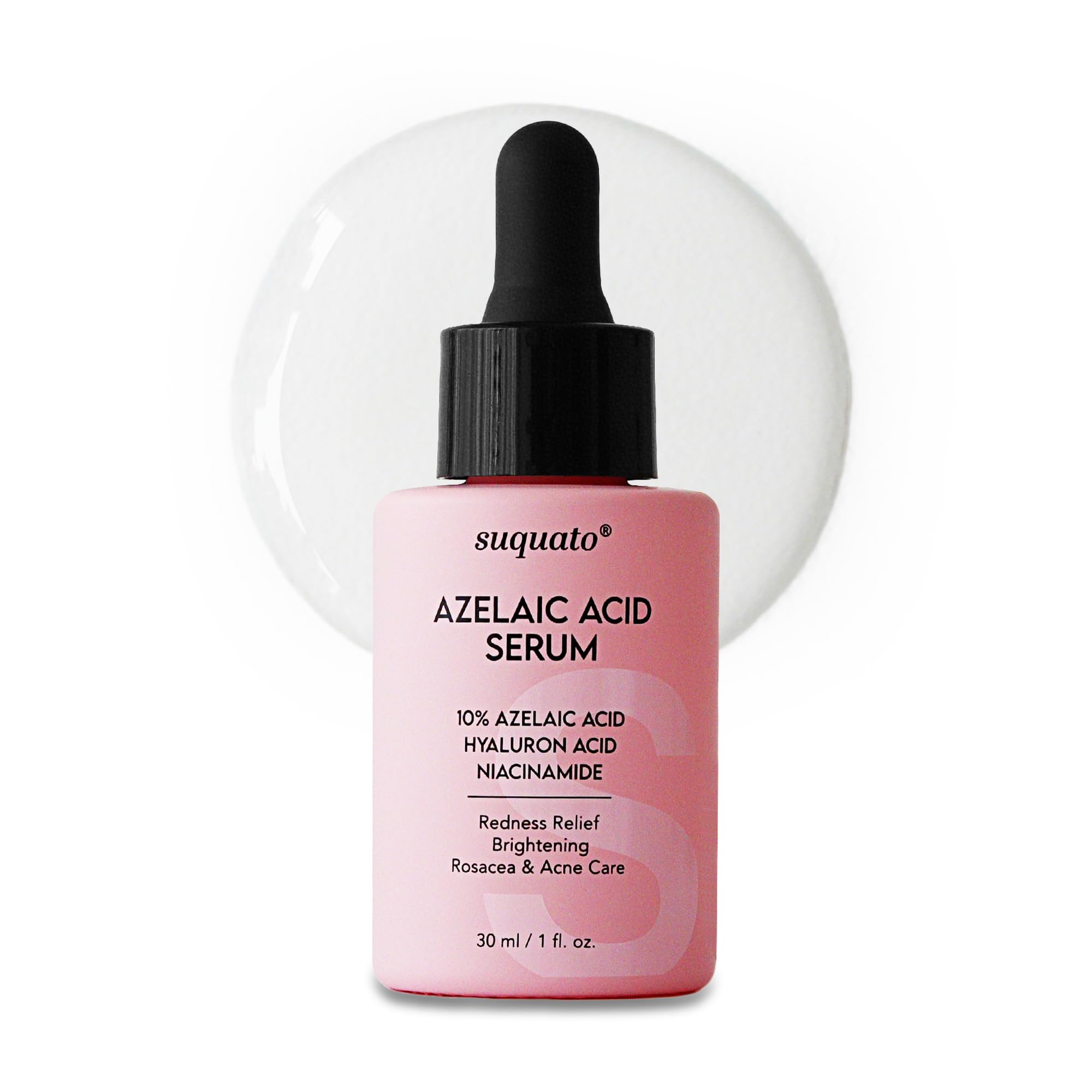 Suquato Azelainsäure Serum 10% Azelaic Acid Gesichtspflege gegen Rosacea, Rötungen & Akne Mit Niacinamid & Hyaluronsäure (30ml)