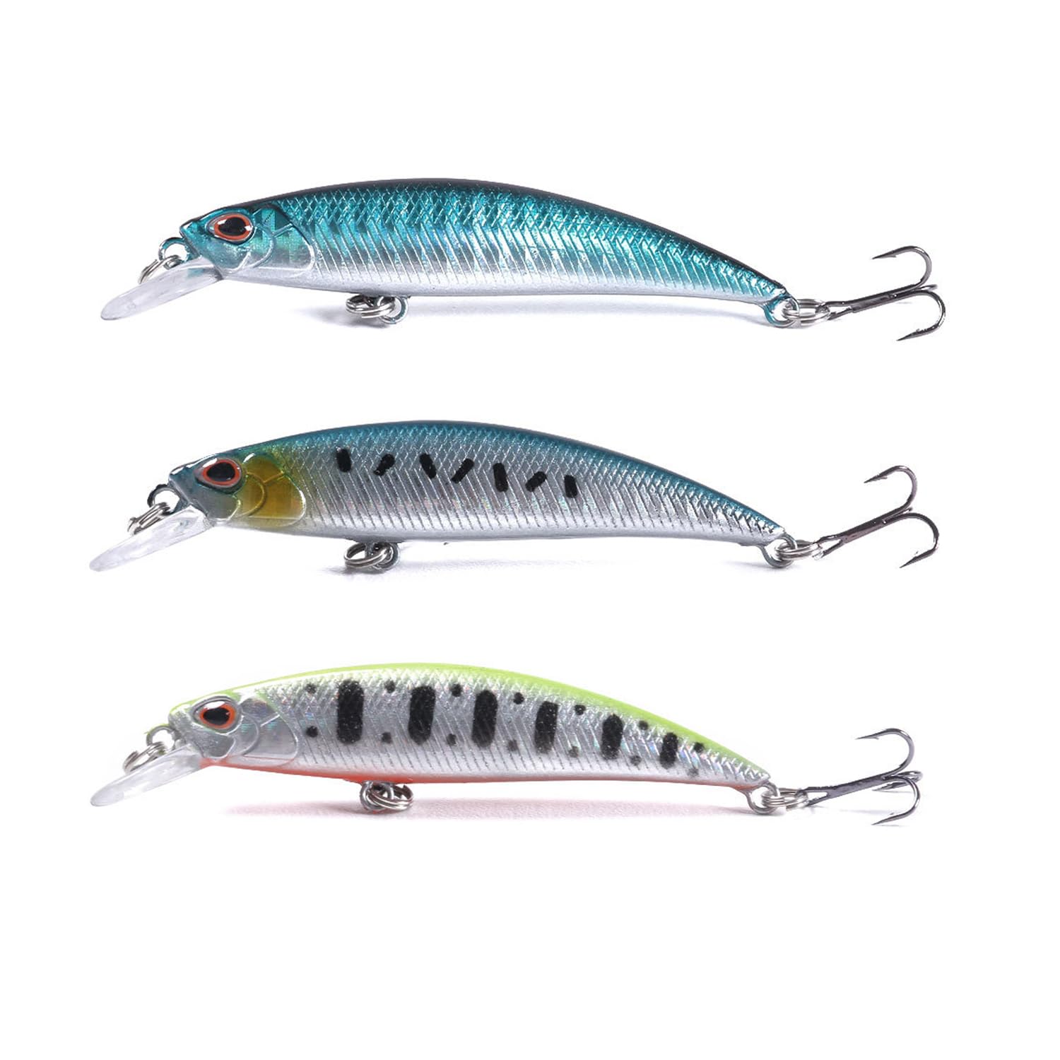3 Pack Pike Chub Salmon Sea Trout Fishing Lure Hard Swim bait Minnow Bass Jig Crank Realistic Topwater Trebble Hooks Saltwater Freshwater Hard Slow Sink Sinking Diving Dive Shallow Trawling Predator