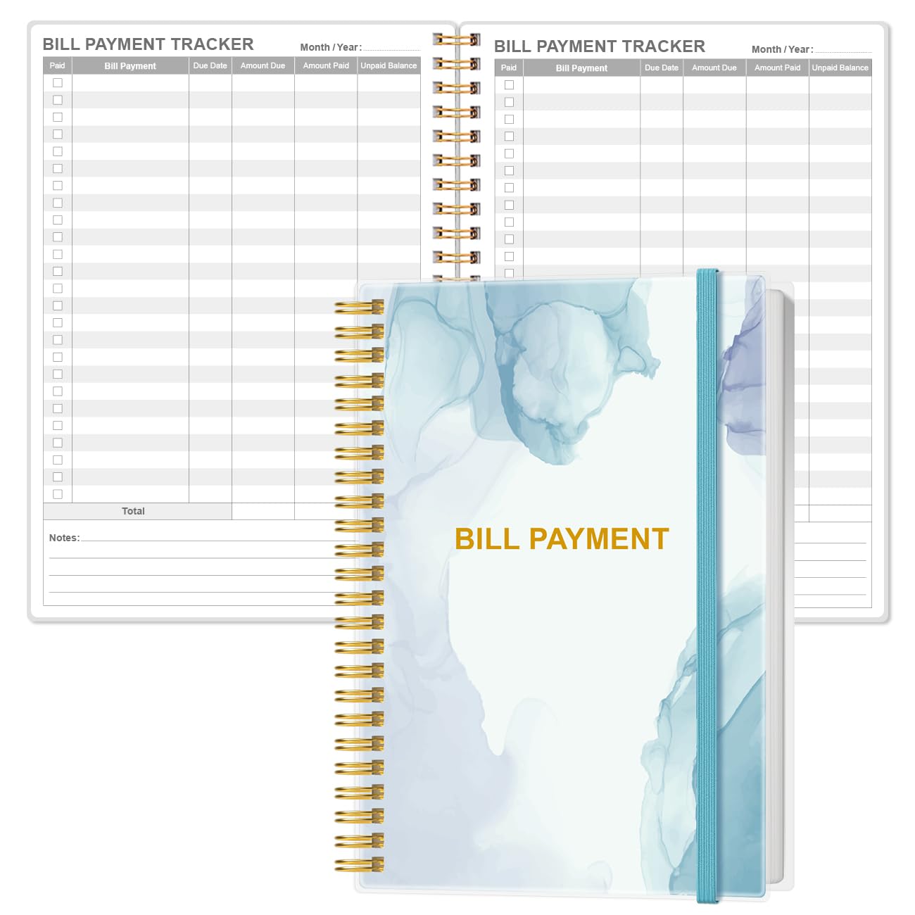 Bill Payment Tracker Notebook - Monthly Bill Organizer & Planner for Personal Budgeting Financial, Payments Checklist Organizer, 5.8" x 8.5", Blue