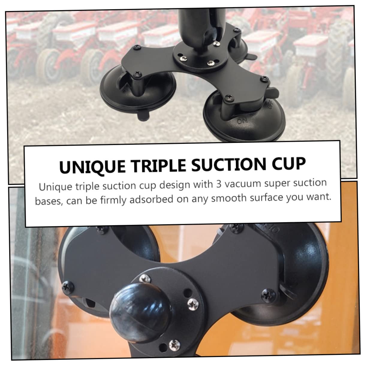 EXCEART Soporte de Parabrisas Triple Ventosa y Rótula Giratoria Soporte de Ventosa Rótula para Coche Compatible Telefonos y Dispositivos GPS