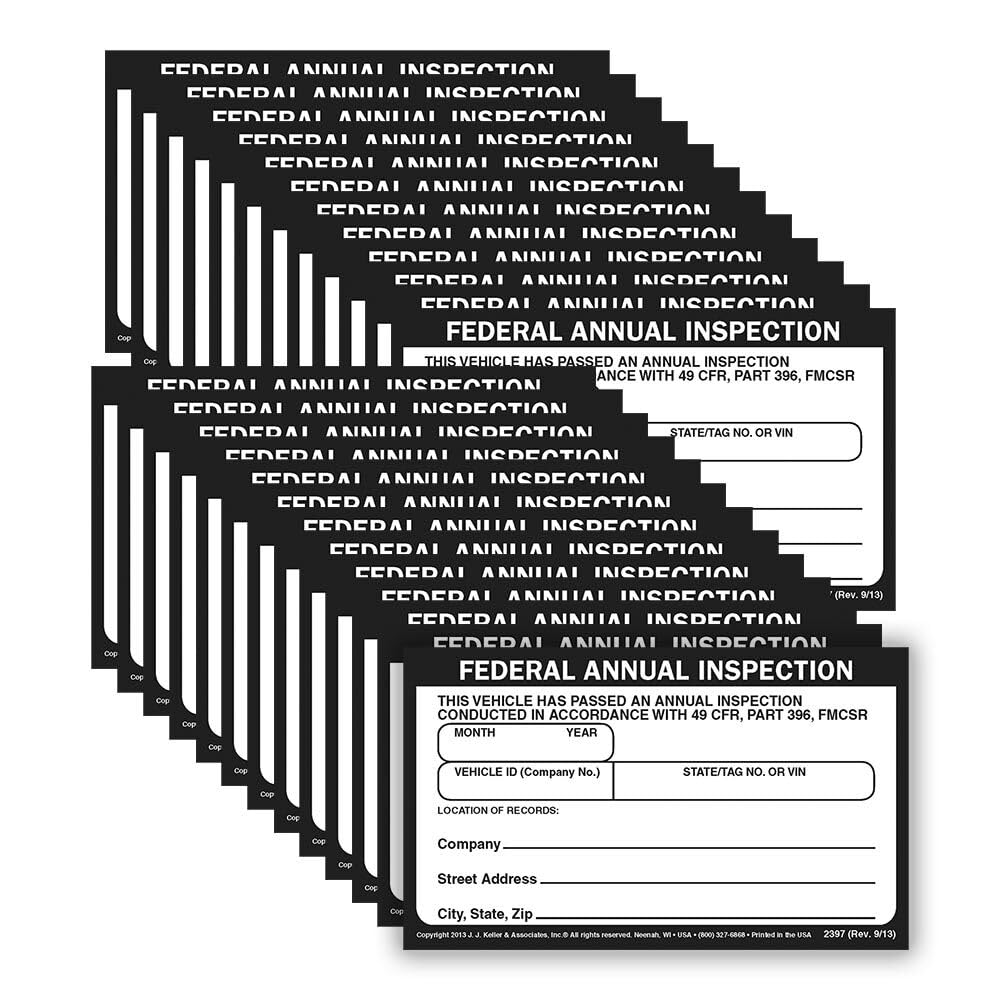 J. J. Keller 25-Pack, Federal Annual Inspection Label, Vinyl Annual Vehicle Inspection Label, DOT Compliant