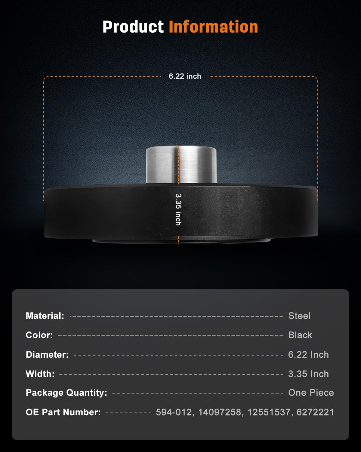 OCPTY 594-012 Engine Harmonic Balancer Crankshaft Pulley Replacement For Chevrolet Bel Air,Blazer,C10,C10 Pickup,C1500,C20,C20 Pickup,C2500,C30 Pickup,Camaro,Caprice,Chevelle,Corvette,El Camino,G10