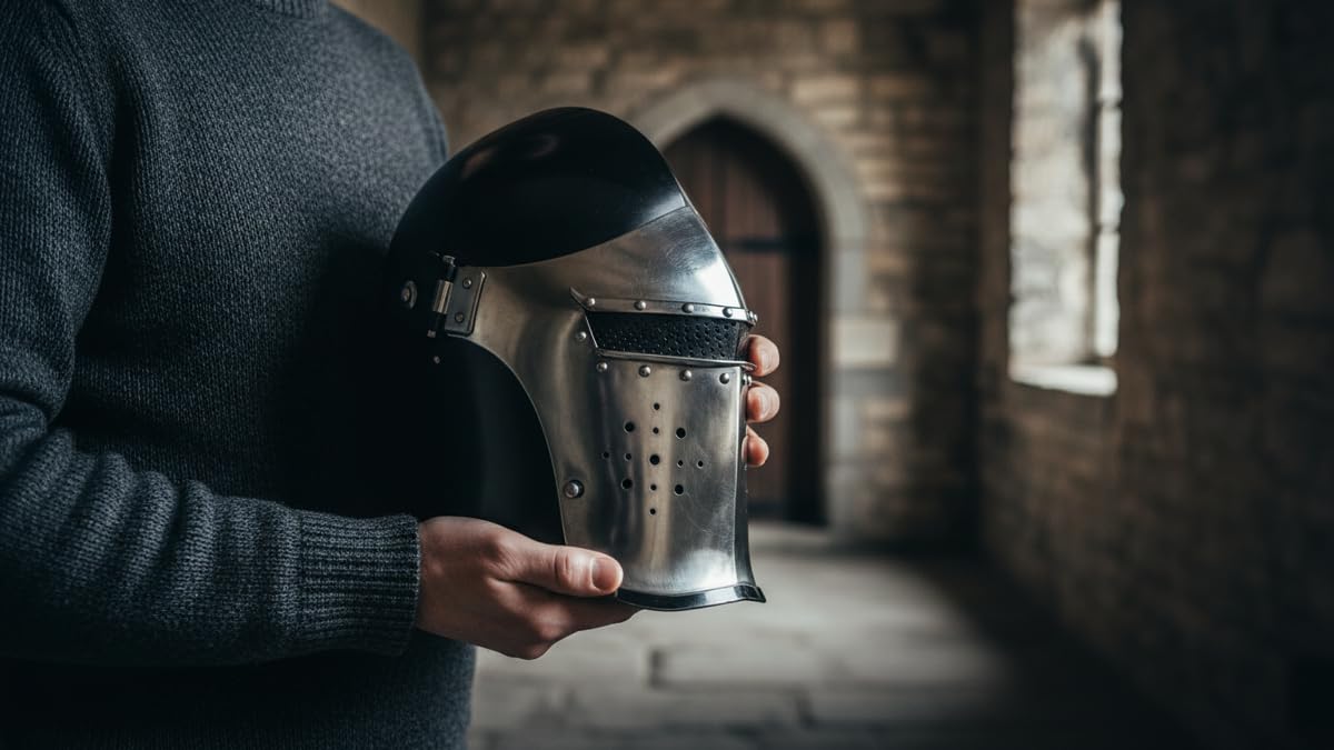 中世のヘルメット グレイ ワーム ゲーム オブ スローンズ ナイト レプリカ Amazon | Viking Visored Barbuta バトルナイトヘルメット ブラック