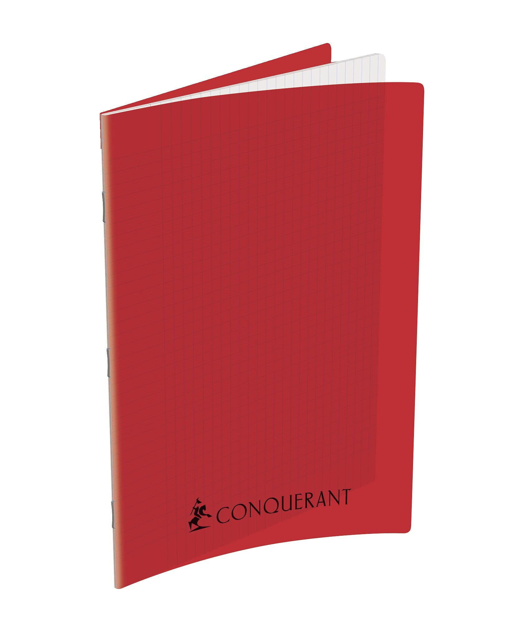 Conquérant Notebook A4 Large Squares Seyès 192 Stapled Pages Polypropylene Cover Red