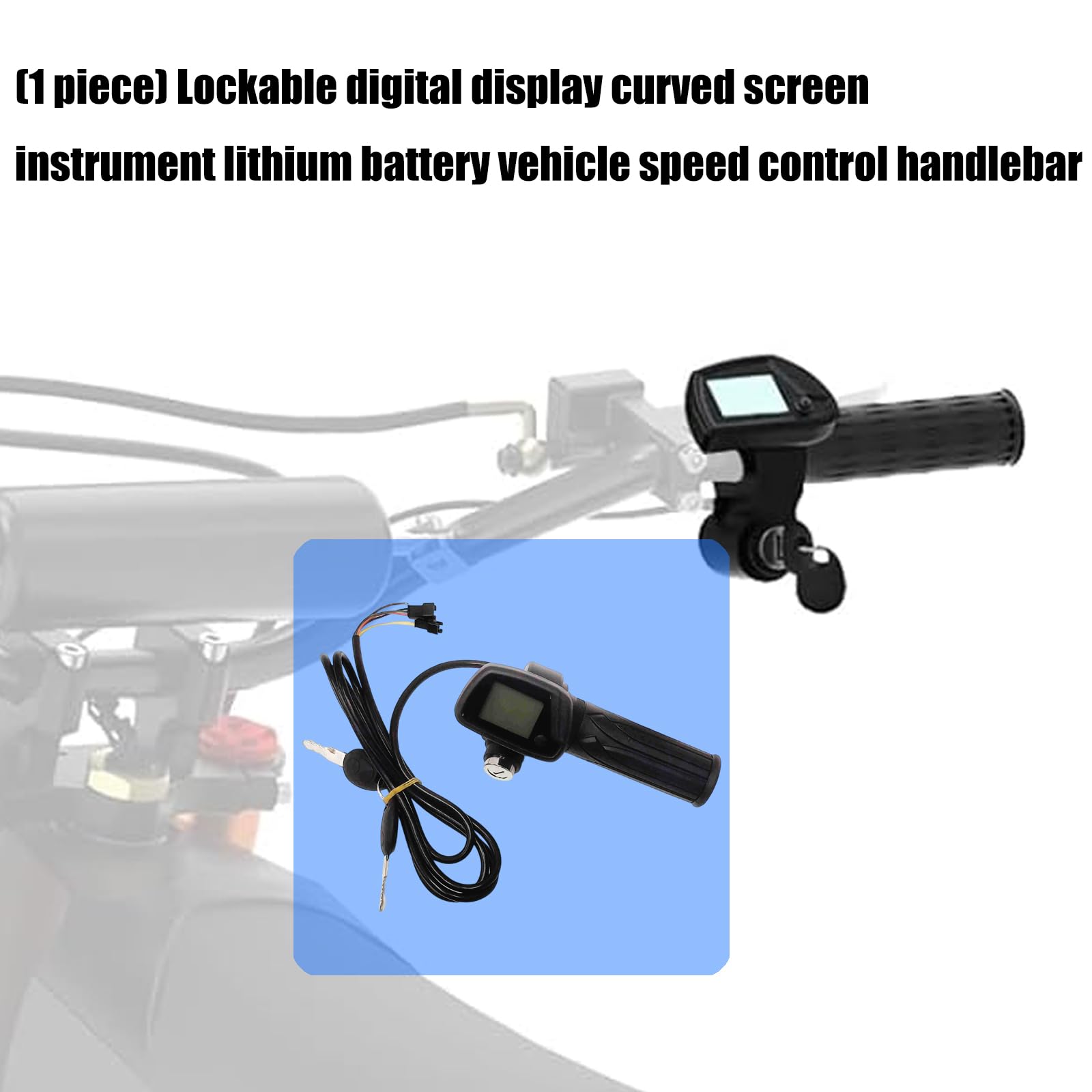 Poignée D'accélérateur Incurvée Alimentée Lithium ' Antivol Verrouillable pour Vélo Électrique Contrôle De ' Alimentée par Piles
