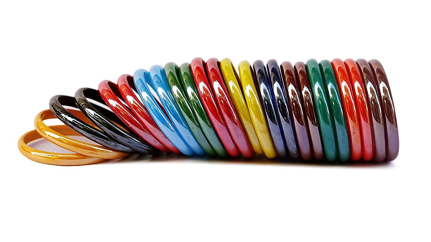 Glossy Finish Glass Bangles for Women 12 Multi Colours Pairs Size 2-10 to 2-0 (Pack Of 24 Bangles)-image-12