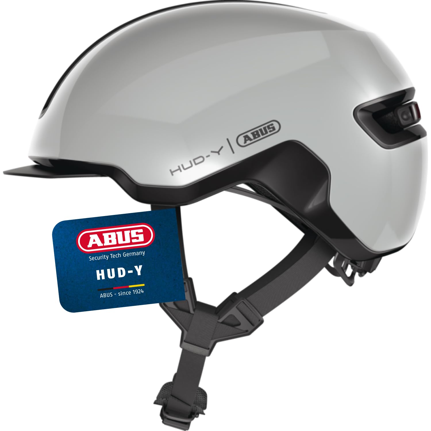 ABUS Urban Helmet HUD-Y - with magnetic, rechargeable LED rear light & magnetic fastener - Cool bike helmet for everyday use - for men and women — image 1