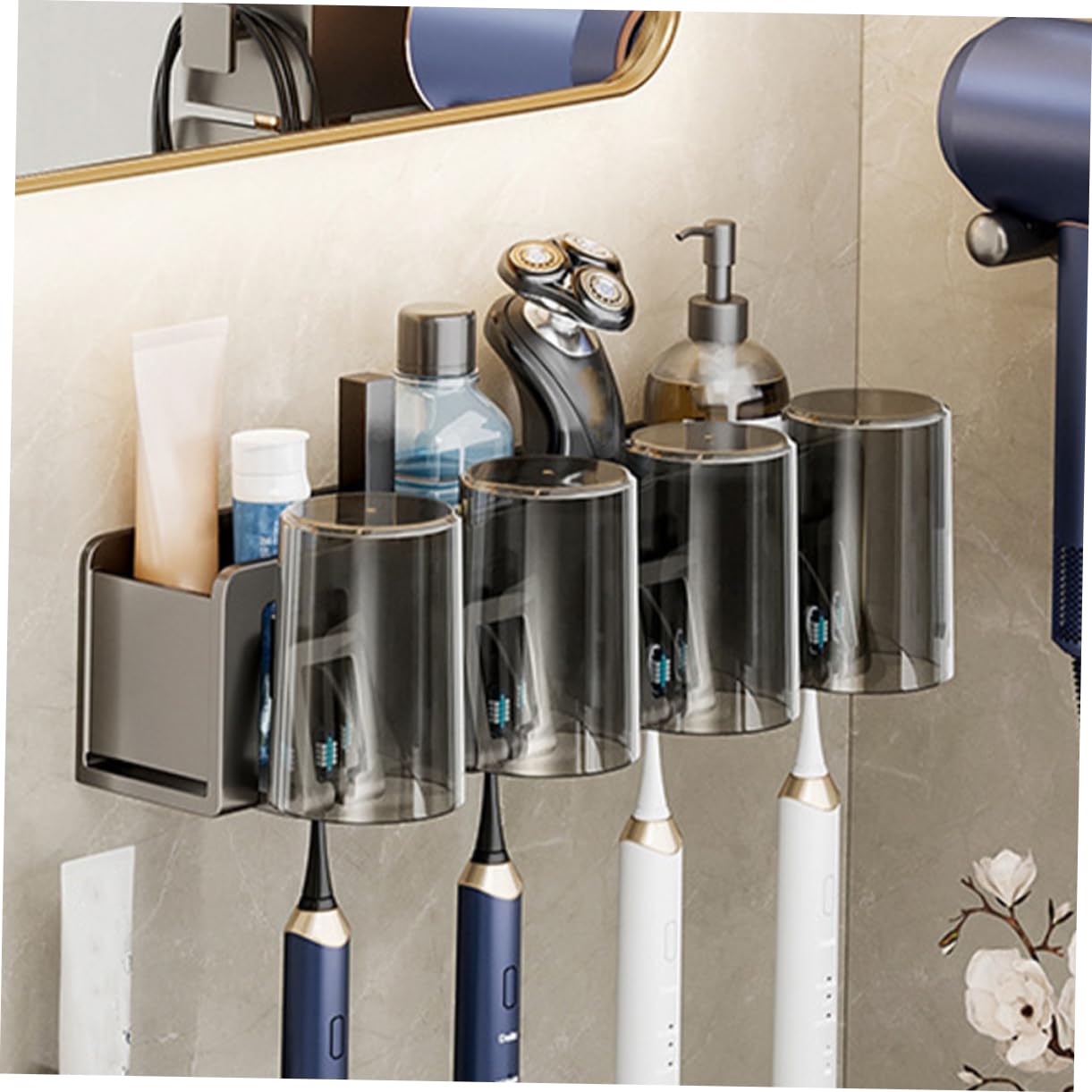 Ciieeo Portacepillos De Dientes Metálico Sin Perforaciones Estante De Pared para Cepillos Soporte para Ducha y Baño
