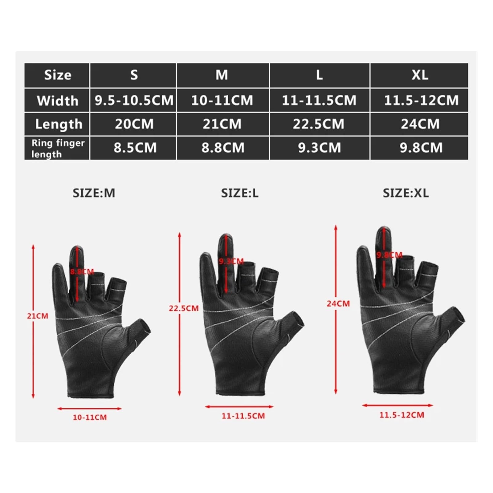 Angeln Fingerlose 3 Finger Cut Handschuh Leder Widerstand Handschuhe Camping Wandern Werkzeug für Angeln
