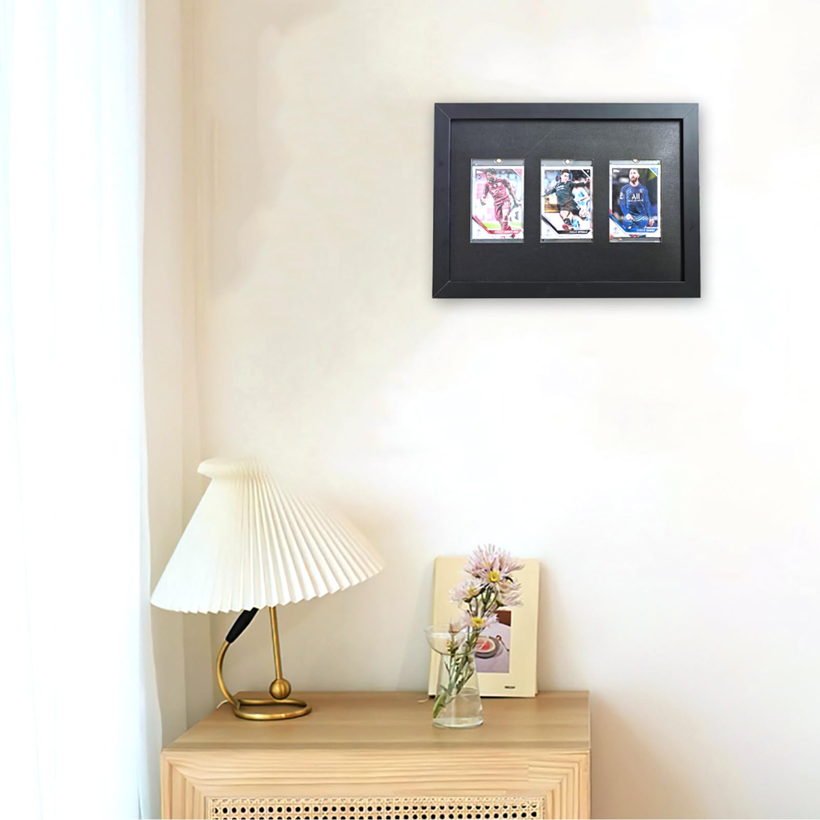12.8"x9.4"Card Display Case,Sports Card Display,Baseball Card Display,Wood HD Glass 3 Graded Card Display Case,for,Sports,Baseball,Basketball,Hockey(Black) - Image 4