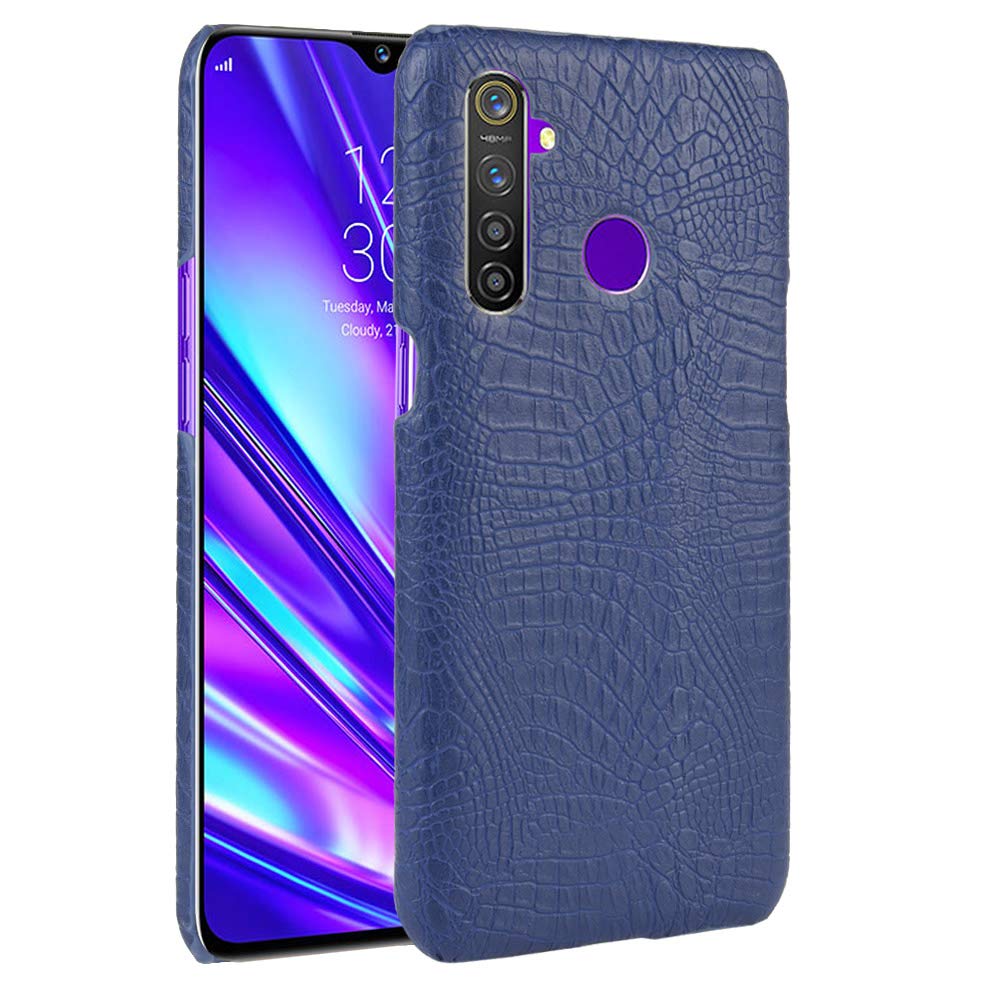 Zl One Crocodile Pattern PU Leather Case Back Cover Compatible with/Replacement for Oppo Realme Q/Realme 5 Pro (Blue)