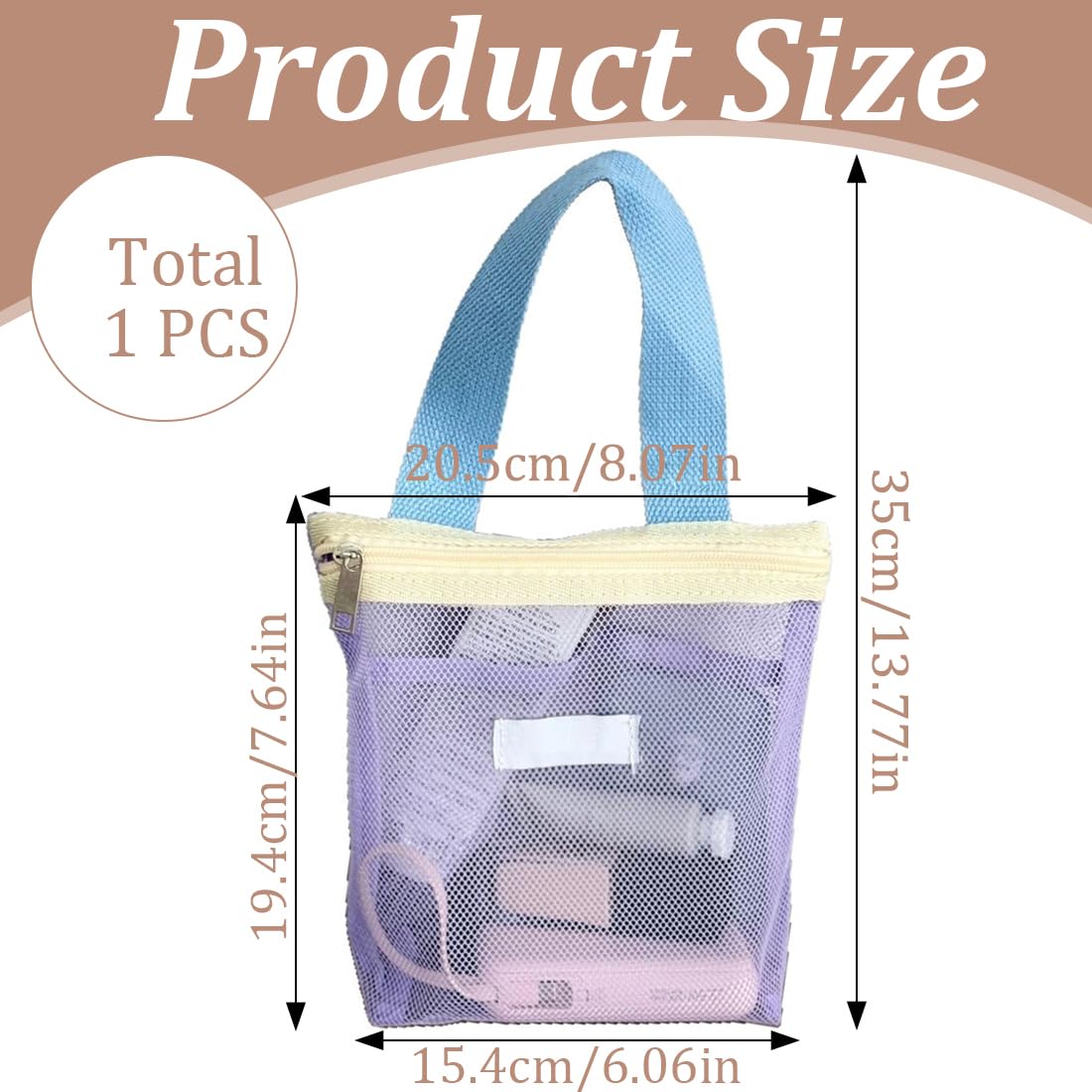 Bolsa de Ducha de Malla, Bolsa de Playa Portátil de Gran Capacidad, Organizador de Baño, Neceser Playa Transparente, Bola Bañador Mojado, Con Asa, Para Viajes, Gimnasio, Natación, Plaa