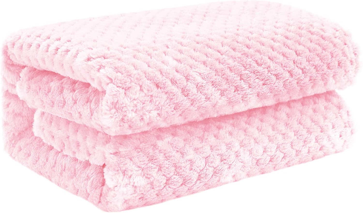 Exclusivo Mezcla Fleece Throw Blanket, Super Soft and Warm Blankets for Couch, Sofa and Bed Waffle Textured, Cozy, Fuzzy and Lightweight (Light Pink, 40×50 Inches)