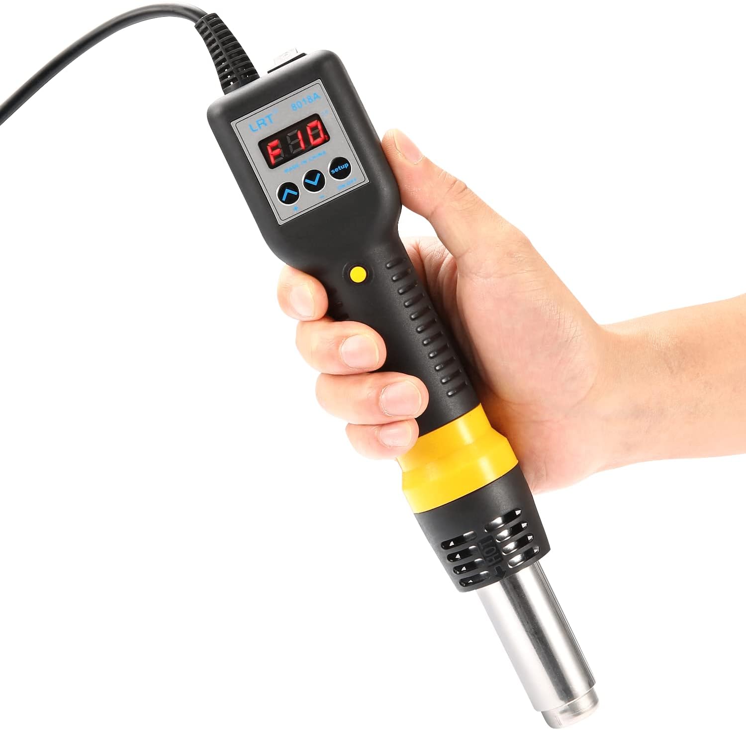 LRT 8018A Professional Hot Air Rework Station with Digital Temperature Control - 600W SMD Desoldering Gun, 3 Nozzles & LED Display for Electronics Repair, PCB Soldering, Phone Fixing Tools