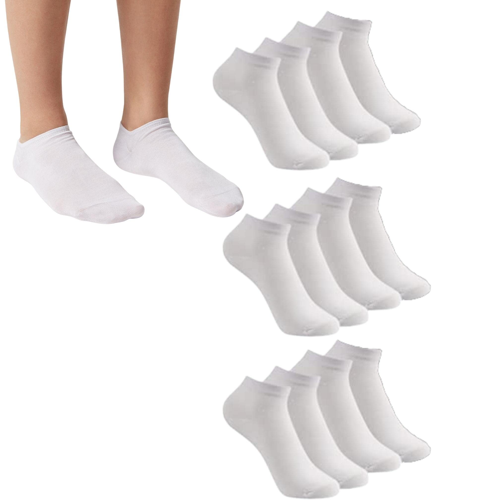 VS Calcetines hombre y mujer cortos de algodon 95% | colores, negros, blancos, grises tobilleros | Socks, calcetin bajos algodón para verano pack 6 a 12 | transpirables, invisibles, reforzados.