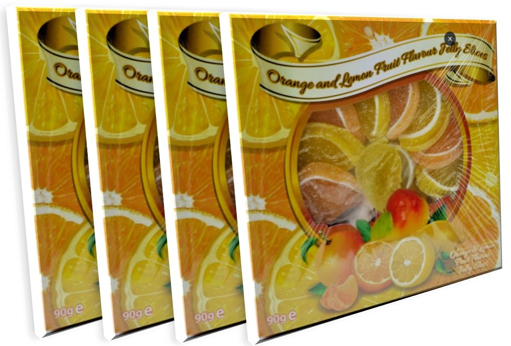 Orange and Lemon Candy Jelly Slices - Vegan - Vegetarian (Pack of 4-360g)