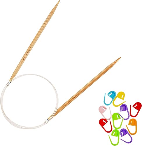 Miniatura 7 de Clover PRO Takumi - Aguja circular de bambú de 32 pulgadas, tamaño 4 de EE. UU. (0.138 in) con 10 marcadores de puntada Artsiga Crafts 3346