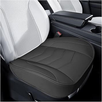 Luxury Faux Leather Car Seat Cover - Anti-Slip Waterproof Drive Seat Cushion Car Front Bottom Seat Cover with Storage Pocket - Universal Full Wrap Seats Protector for Cars SUV Trucks Black