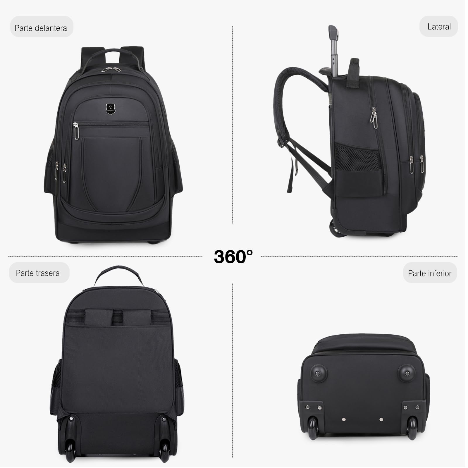 FANDARE 35L Trolleys para 15.6 Pulgadas portátiles 2 en 1 Bolsa con Ruedas Hombre Maletines Bolso para Maestra Mochila Profesor con Ruedas Mochilas de trabajo Bolsa Roller para Viajes Negocios