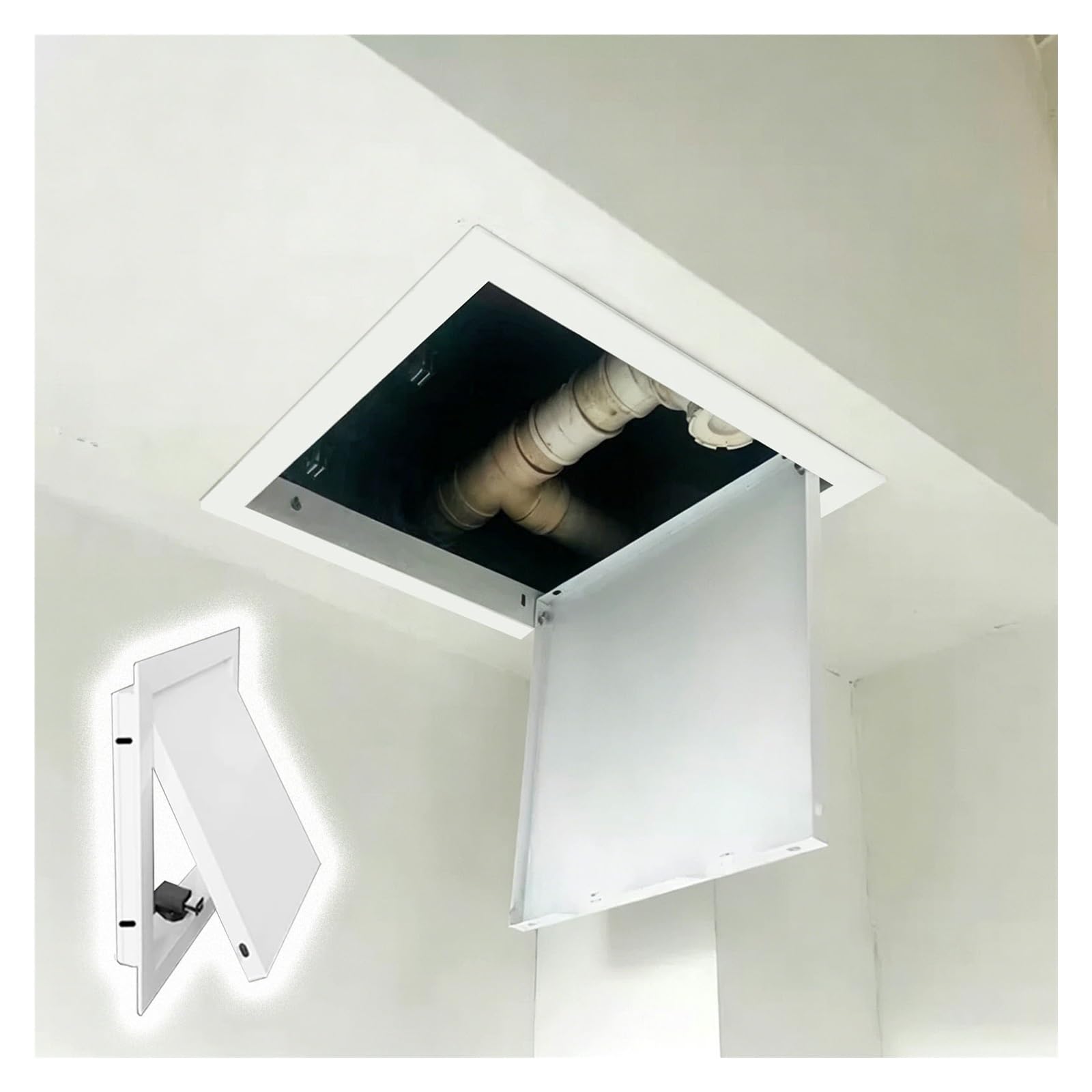 Ceiling Access Panel for Plumbing, 8x8 10x10 12x12 16x16 24x24in Push-Type Breaker Box Inspection Hatch, Waterproof Shower Wall Hole Cover(White,24X24in (61x61cm))