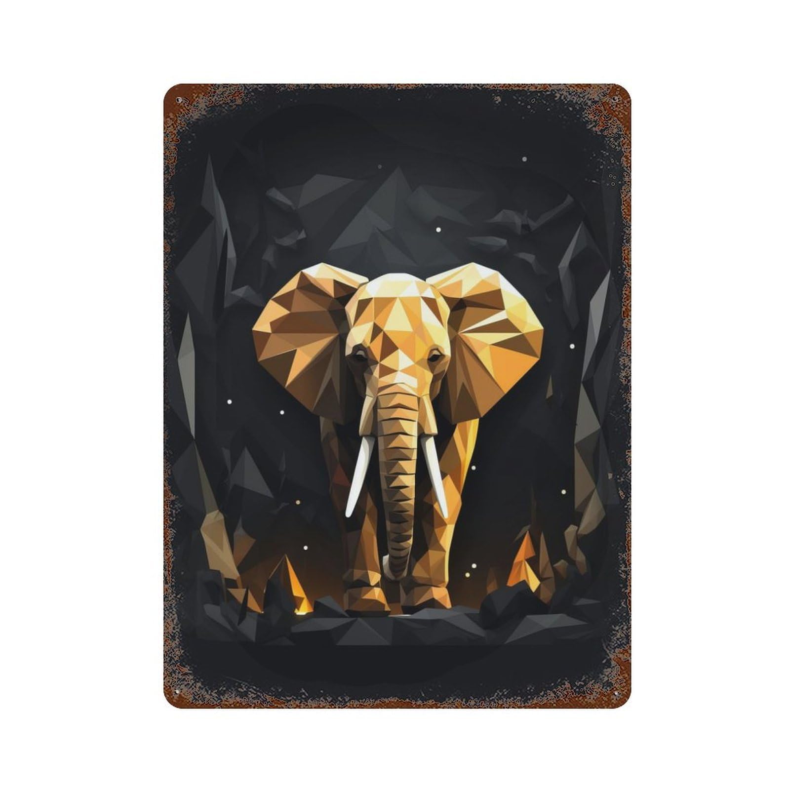 Garage Style Geometric Style Elephant Vintage Rust Metal Sign 15.7"x11.8", Rustic Home Decor for Bar And Workshop