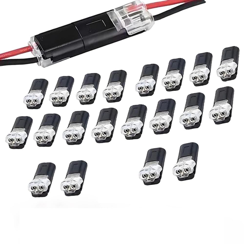 ZBYMOTW 配線コネクター カプラー 20個セット 接続端子 2針低圧汎用コネクタ 18-22AWG対応 差し込み型電線コネクタ 簡単に速く配線取り付け 低圧用/ハンダ不要/被覆剥離なし 車 配線修理キット