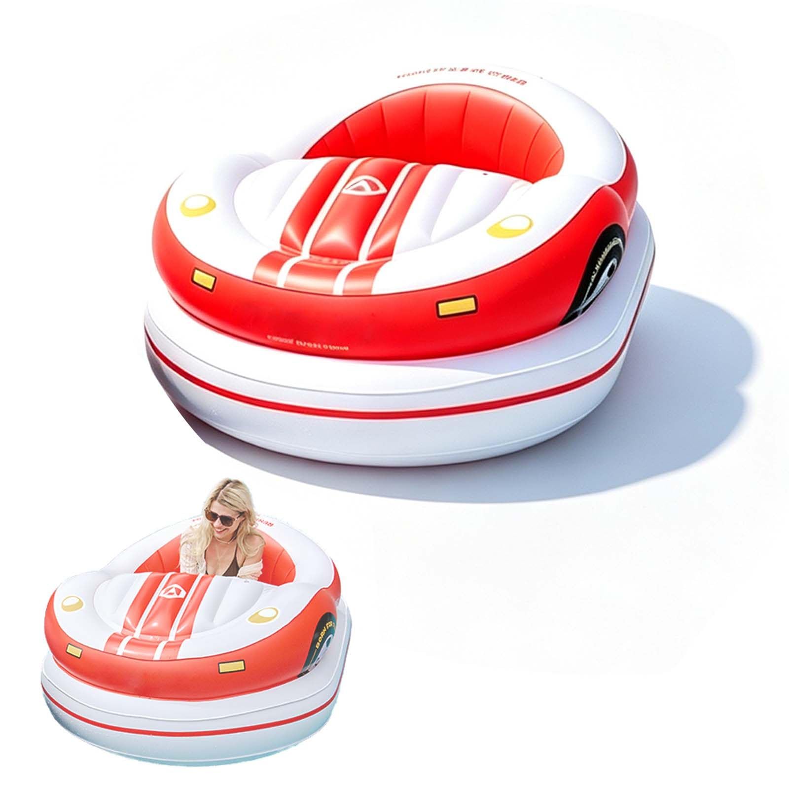 QFGain Electric Inflatable Bumper Boat for Pool, 360° Joystick Control, 2.4kg Thrust Red