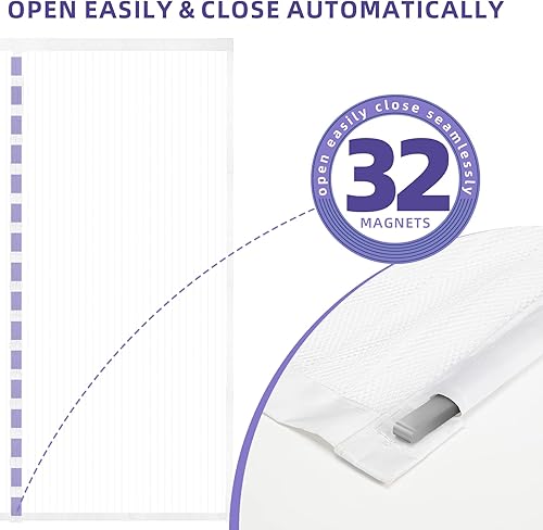 Miniatura 9 de Titan Mall Puerta de tela de alambre magnética con cierre automático superhermético, y cierre de gancho y bucle para el marco completo