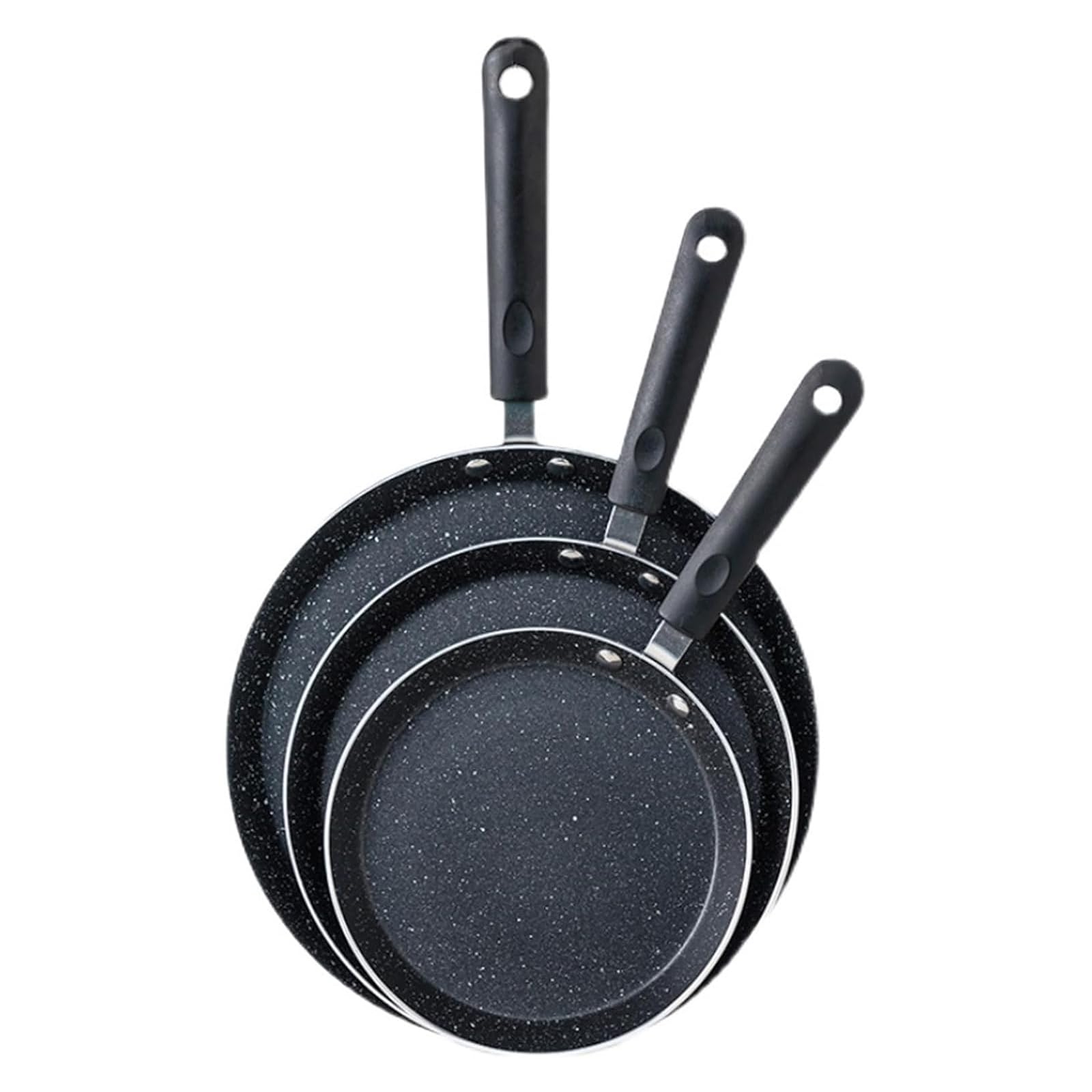 Juego de 3 sartenes antiadherentes con asa para panqueques, crepes y desayuno, sartén de aluminio, utensilios de cocina, hornear, sartén de desayuno