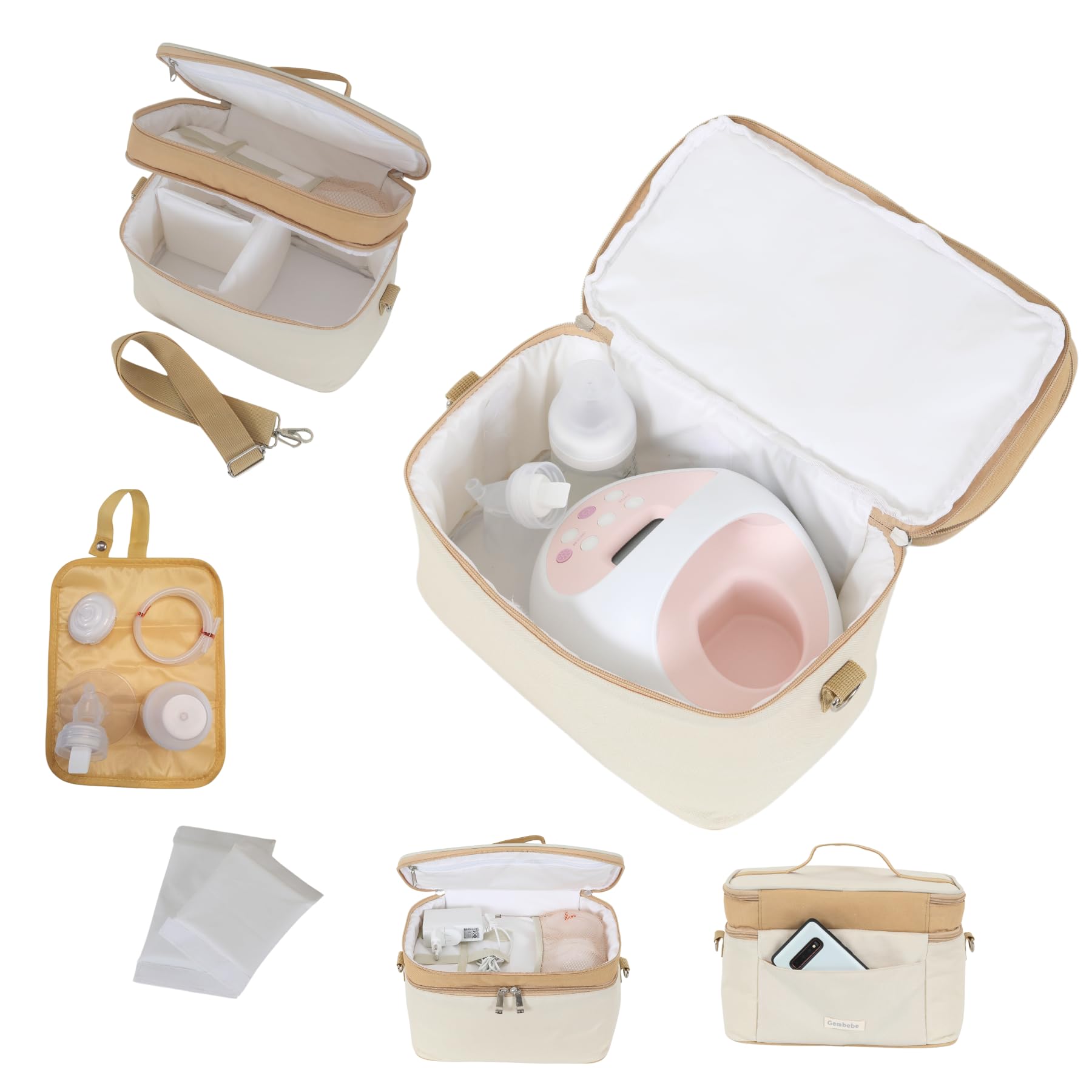 Wearable Breast Pump Bag - Compatible with Madela, Elive, Spectra, Double-Layered Design and Adjustable Shoulder Strap