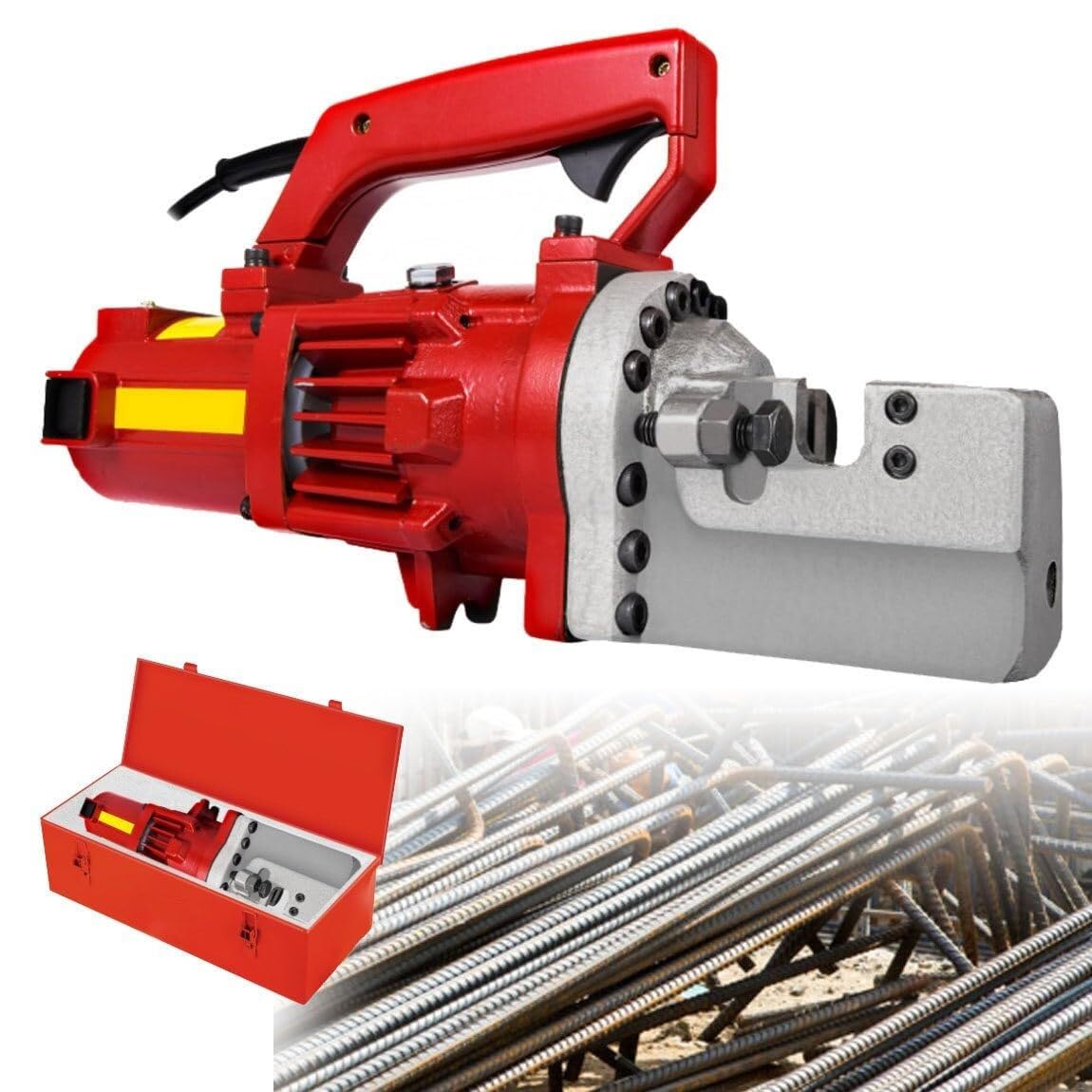 GYKOZY Electric Hydraulic Rebar Cutters, Handheld Machine for Quick Cutting with Storage and Tools