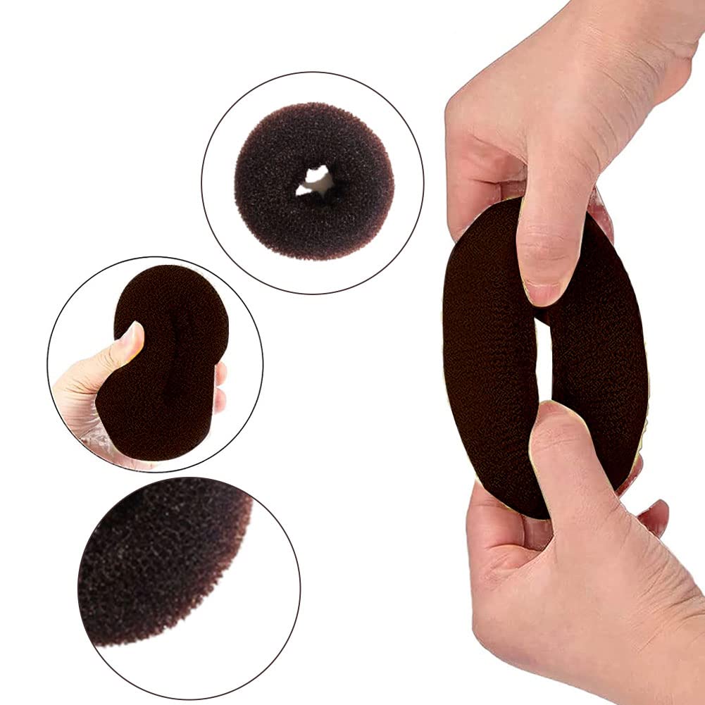 Chignon a Ciambella, Set di Chignon, 7 Pezzi Ciambella per Chignon, Chignon Materiale Accessori, Realizzare Chignon Set, Creatore per Pane Ciambella, con 10 Elastici per Capelli e 20 Clip