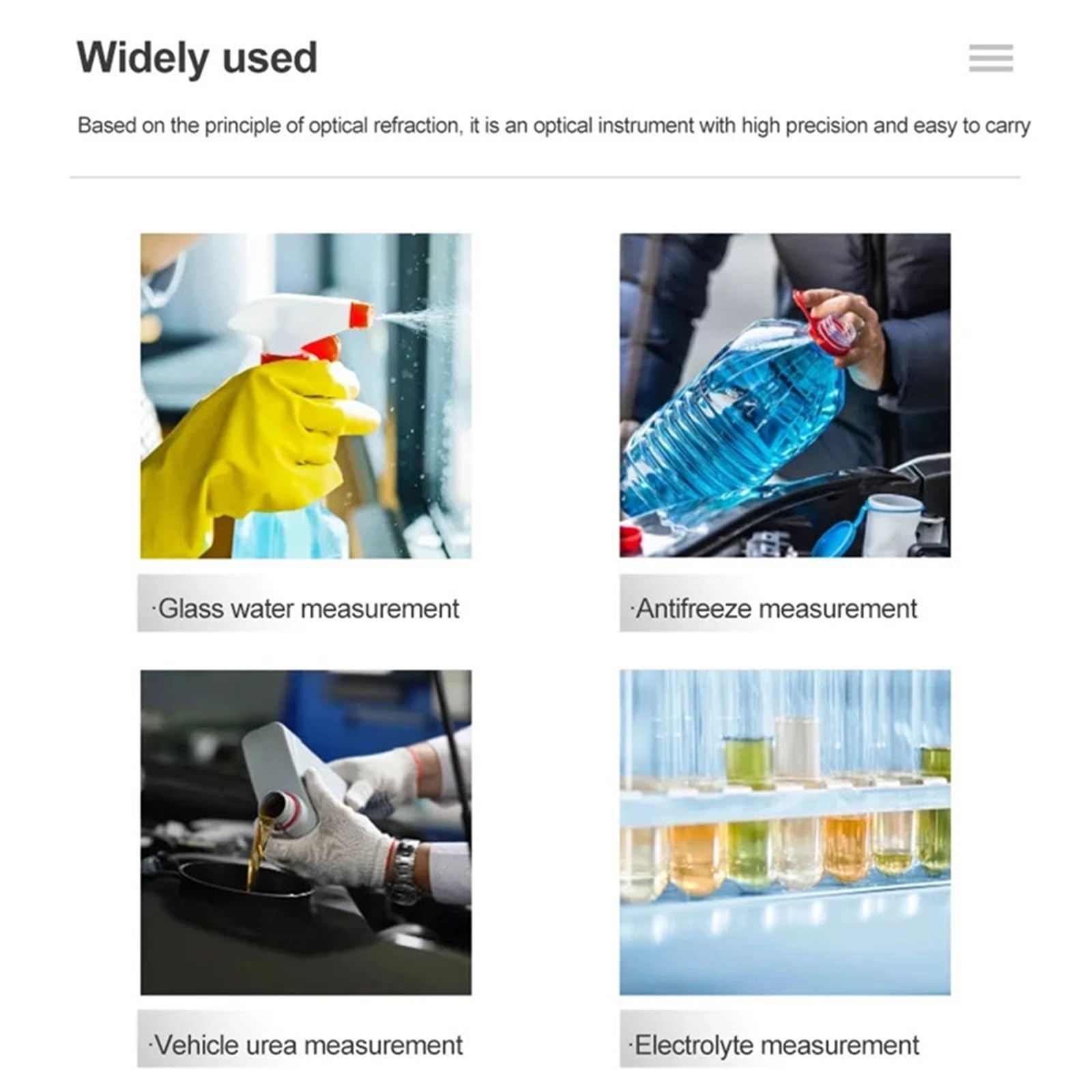 Refraktometr cieczowy, Refraktometr 4 W 1 Tester Płynu Chłodzącego Przeciw Zamarzaniu ATC Płyn Silnikowy Detektor Glikolu Propylenowego I Etylenowego Test Czystego Akumulatora Samochodowego