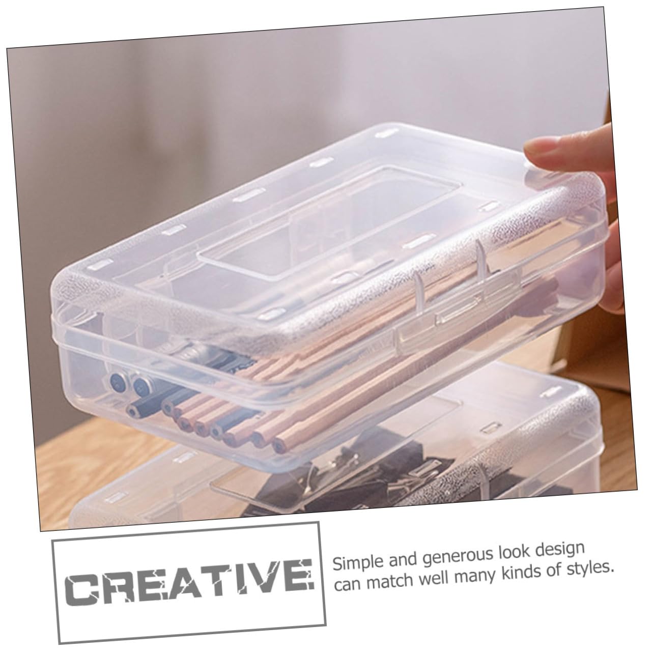 6piezas Estuche Apilable De Transparente para Material Escolar Caja Organizadora De Lápices y Útiles Contenedor Práctico y Duradero para Estudiantes y Profesores