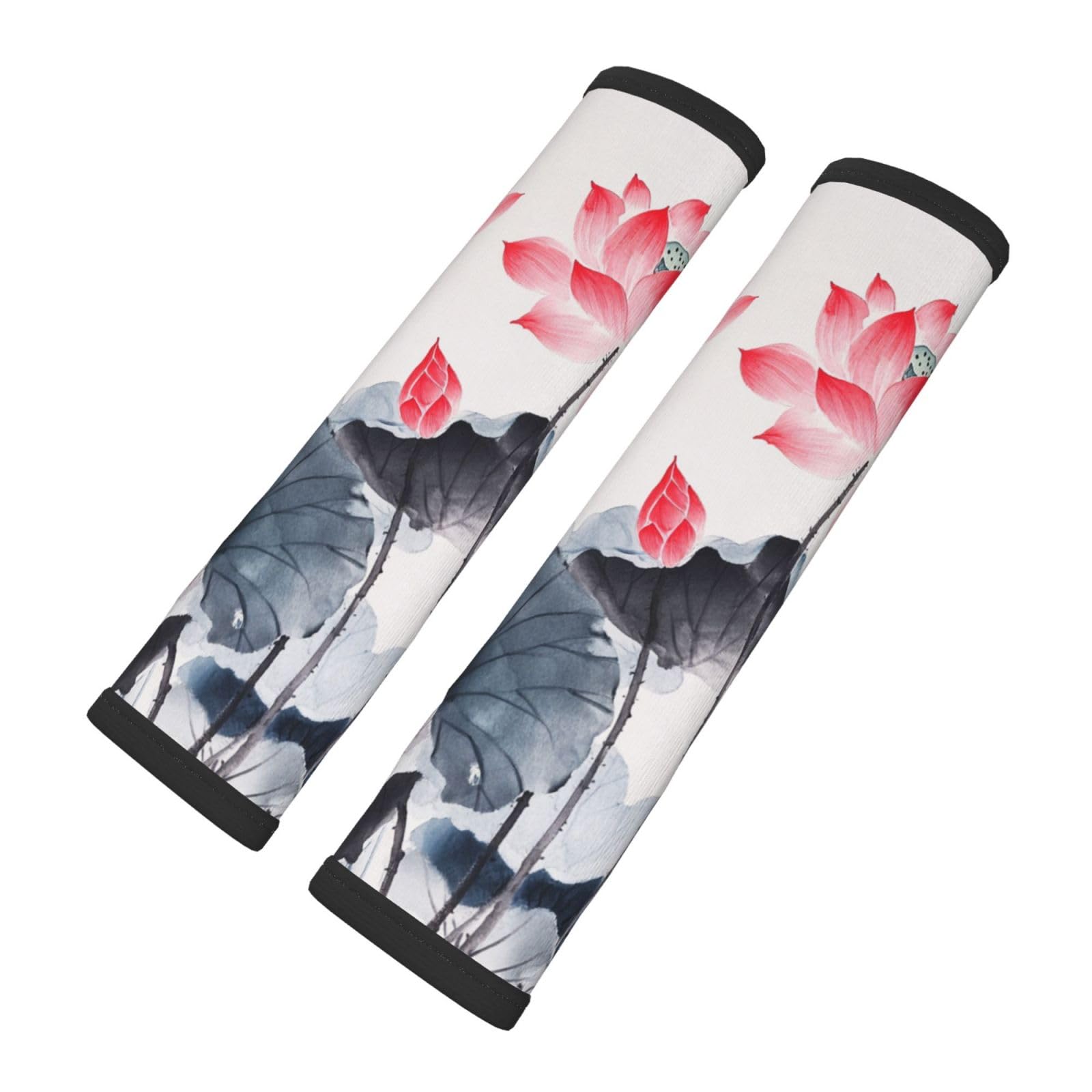 Lotus Flowers and Leaves Chinese Art Car Seat Belt Cover 2 Pack Seatbelt Strap Shoulder Pad Protector Universal Comfort for Car