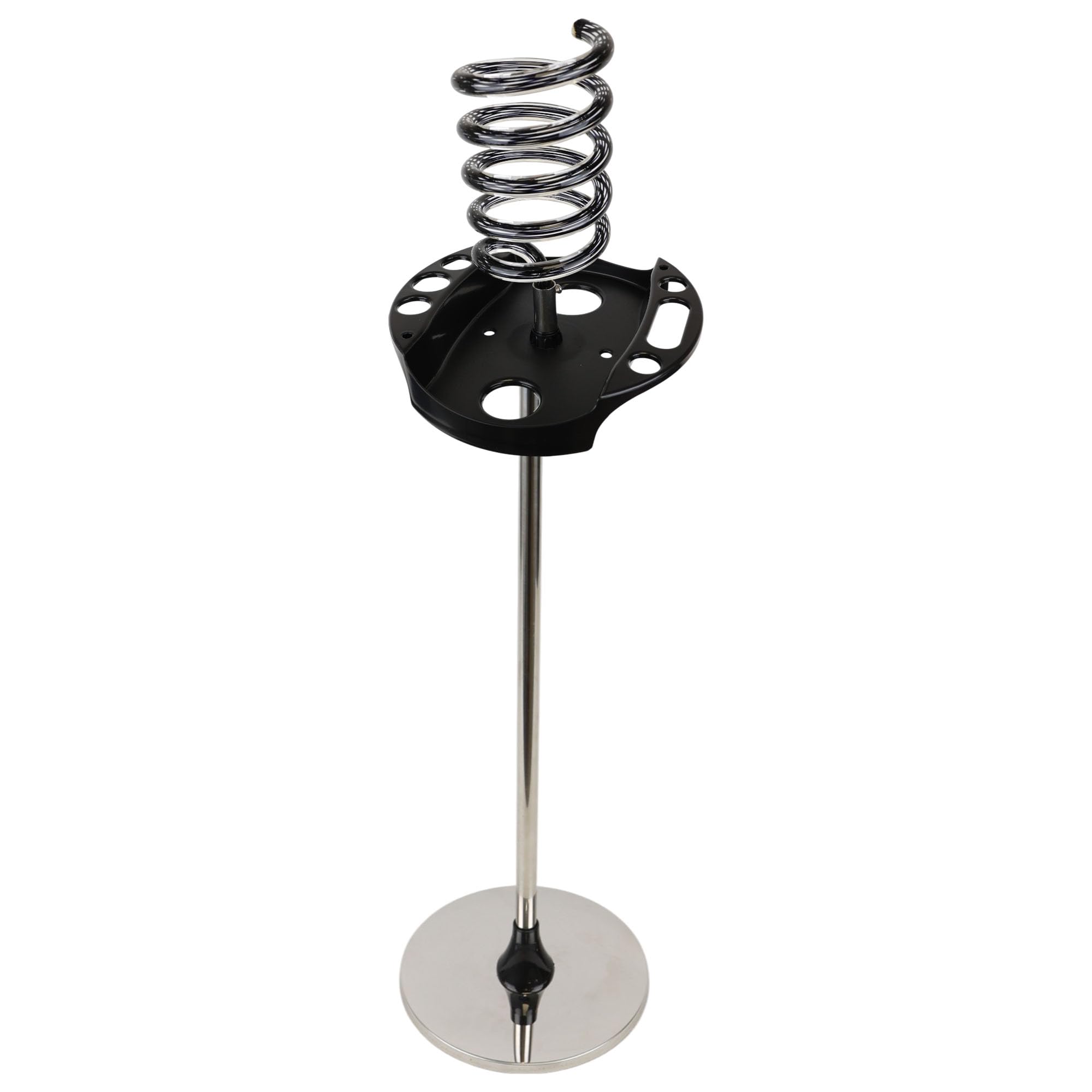 Eson Hair Dryer Stand Spiral Holder With Tray, Hairdryer Holder, Free Standing Spiral Hair Dryer Holder Acrylic, Beauty Salon Barbershop Countertop Blow Dryer (Silver)