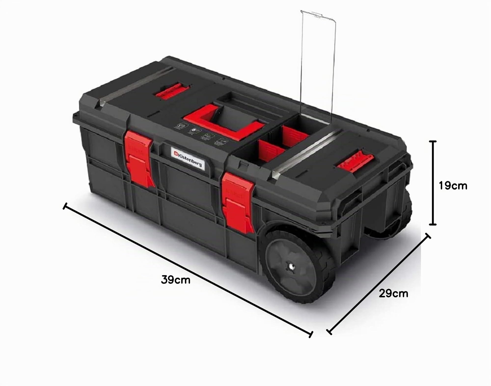 Caja de herramientas con ruedas para taller, caja de herramientas, con separadores, capacidad de carga de hasta 50 kg, plástico, 795 x 380 x 307 mm, serie modular X-Block