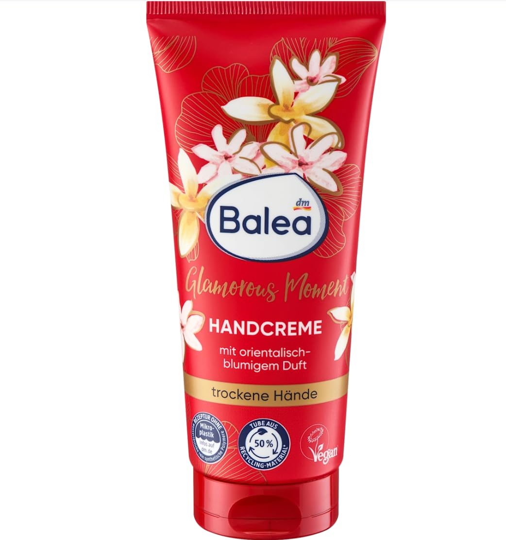 3 teilege set ;Balea Bodylotion Parfum Glamorous Moment, 200 ml + Handcreme Glamorous Moment, 100 ml + Parfum Bodyspray Glamorous Moment, 200 ml + Bonus: 1x Silikonschwamm
