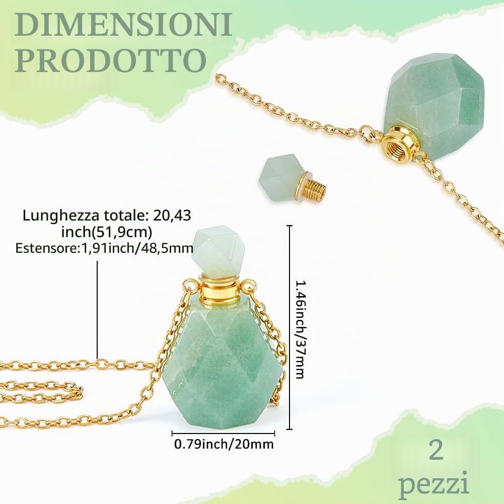 SUPERFINDINGS Collana con Flacone di Profumo, Pendente con Flacone di Profumo In Cristallo, Collana con Diffusore di Olio, Fiala con Pietre Preziose San valentino, Festa Della Mamma