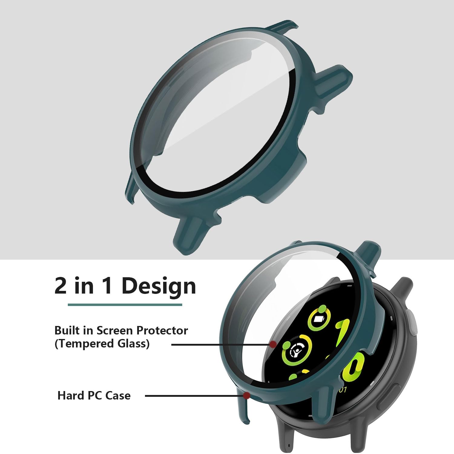 [4-Pack] Case with Tempered Glass Screen Protector Compatible with Garmin Vivoactive 5, Ultra-Thin Bumper Full Coverage Protective Hard PC Cases Face Cover