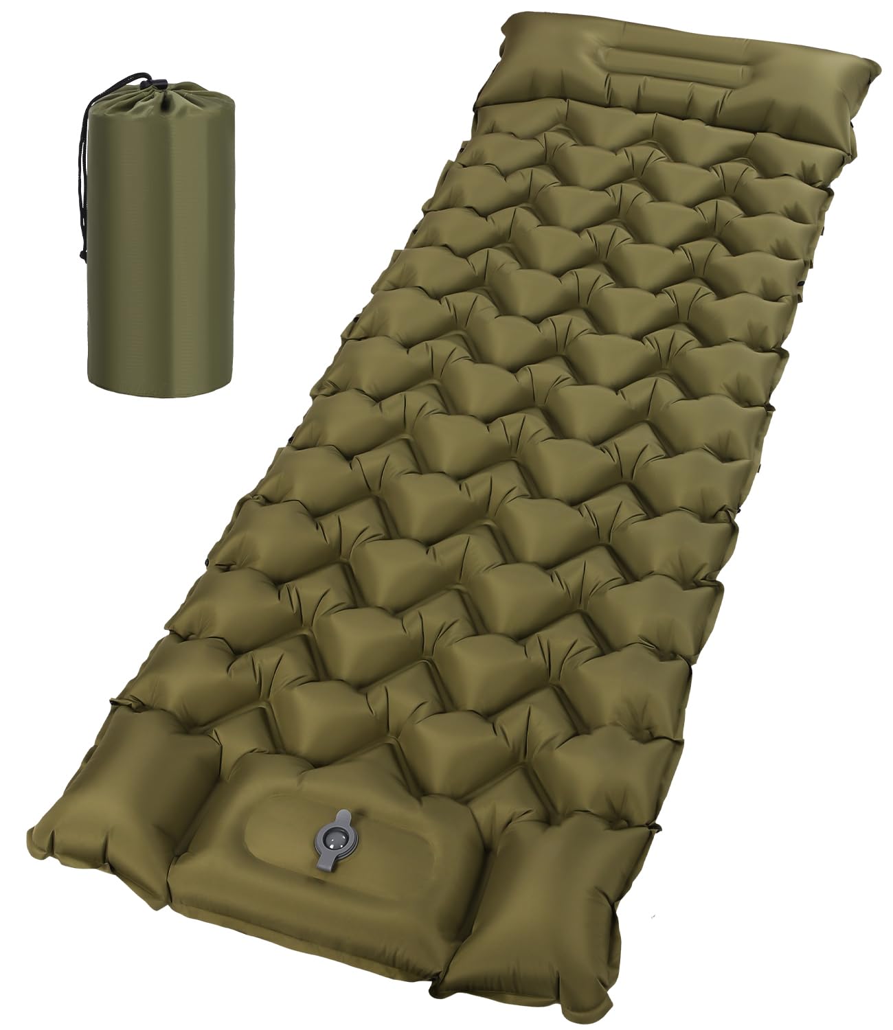 Colchón Autoinflable para Camping,Colchón Camping Ultraligero Inflable con Almohada Esterilla Portátil Inflable para Acampada de Acampada para Senderismo Mochilero Vacaciones Playa Verde