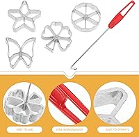Vista 4 de Kichvoe Molde para Bunuelos con asa, 5 piezas rosetón timbal hierro set gofres moldes con mango embudo pastel anillo Molde para Buñuelos De Viento