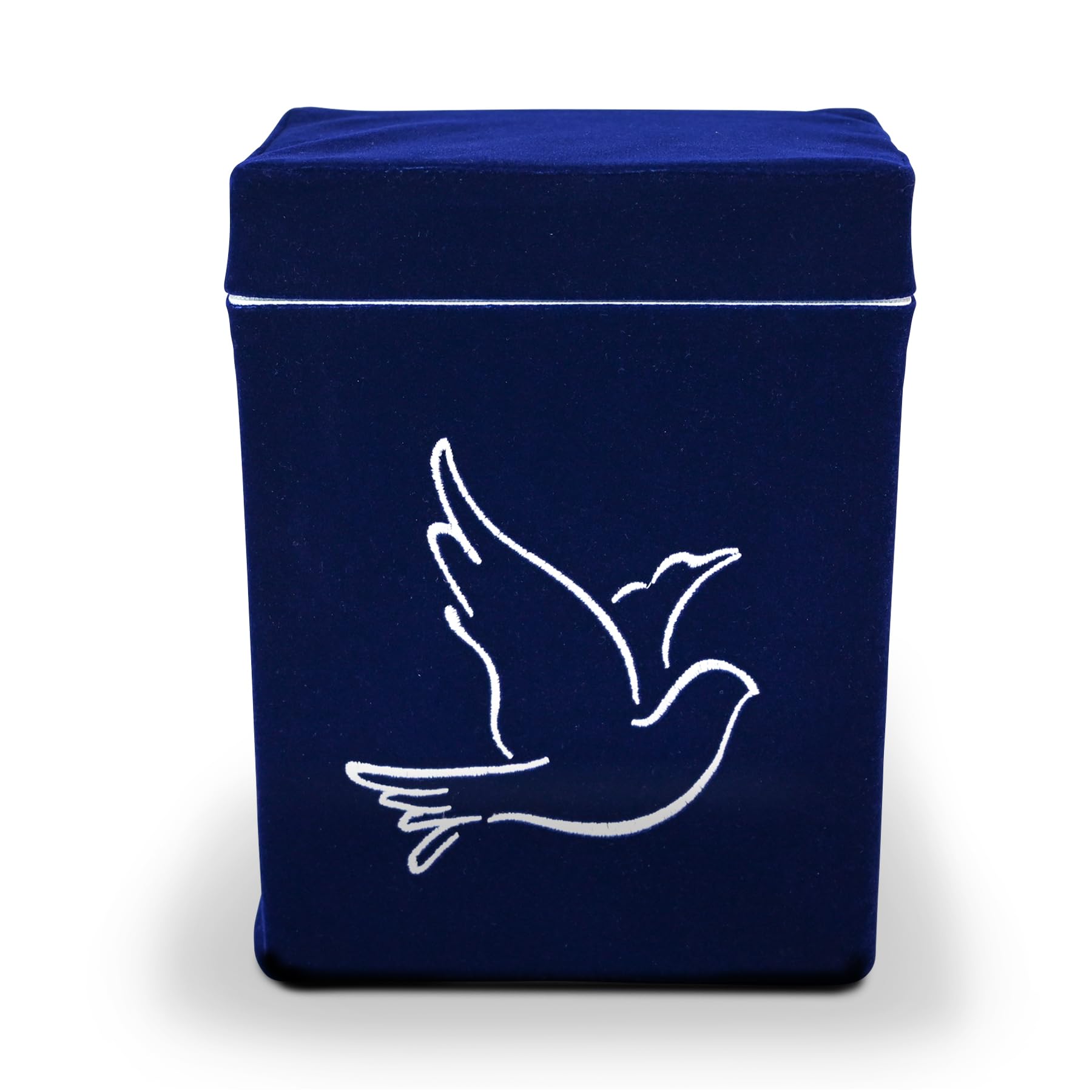 Velvet Urn Bag with TSA Approved Cremation Container | Holds Cremated Ashes of Human Adult | For Use in a Niche or Ground Burial | Fits the Crowne Burial Urn Vault Navy with Dove product thumbnail 4