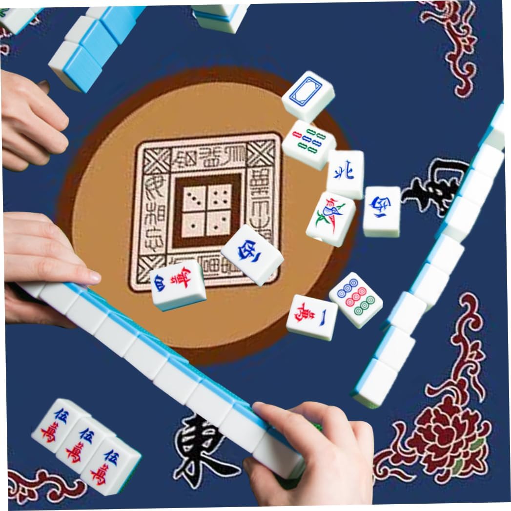 Mahjong Table Mat, Anti Slip Noise Reduction Table Cover for Mahjong Wear-Resistant Board Game Mat Mahjong Table Mat for Poker, Card Games 31.5 x 31.5 in Blue, standard