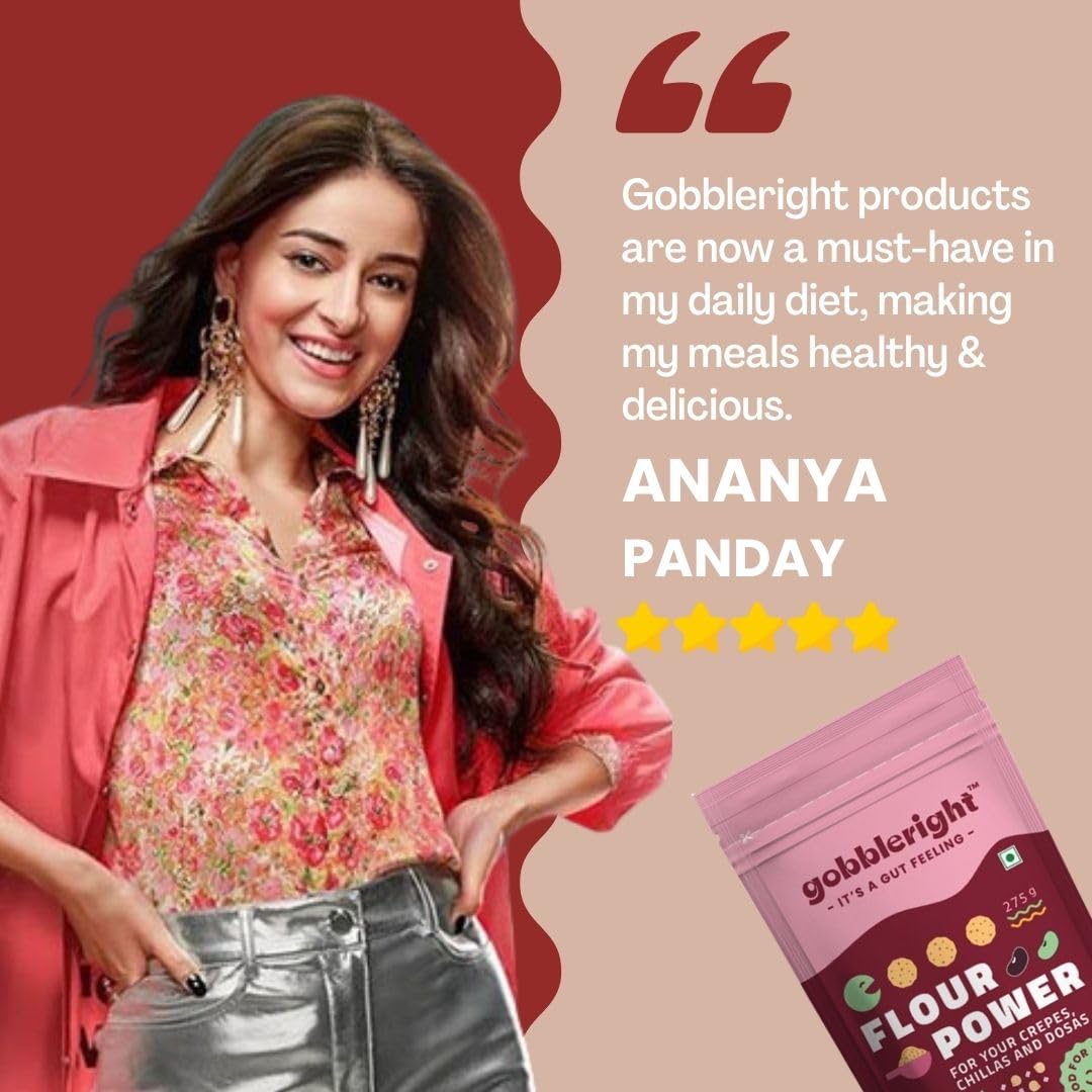 GOBBLERIGHT Lentils & Millet Instant Chilla Dosa Premix (275g - Pack of 3) | Healthy 22.2g Protein & Fiber Rich Vegan Breakfast | Black Gram Powder & Green Moong Dal Flour Batter | Gluten Free & Vegan 3
