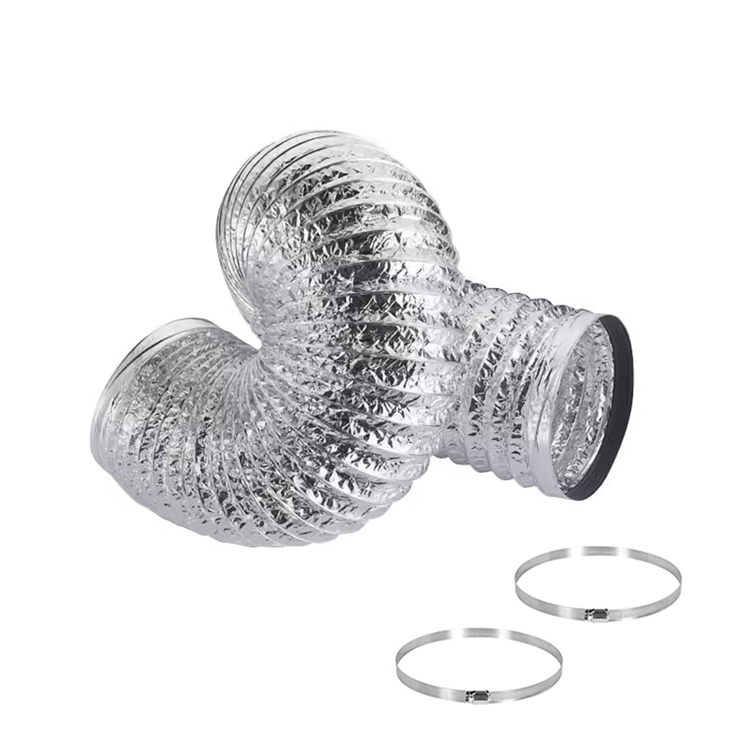 Condotto Flessibile in Alluminio, Tubo Flessibile di sfiato for asciugatrice in Alluminio con 2 Fascette for condotti, Diametro 80-300 mm, Lunghezza 2-5 m(5m,200mm)